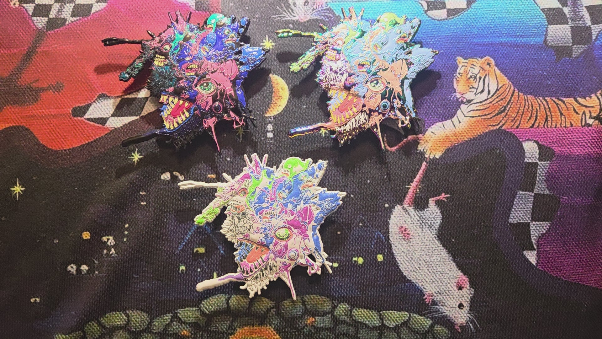 "Creature Cluster" enamel pins