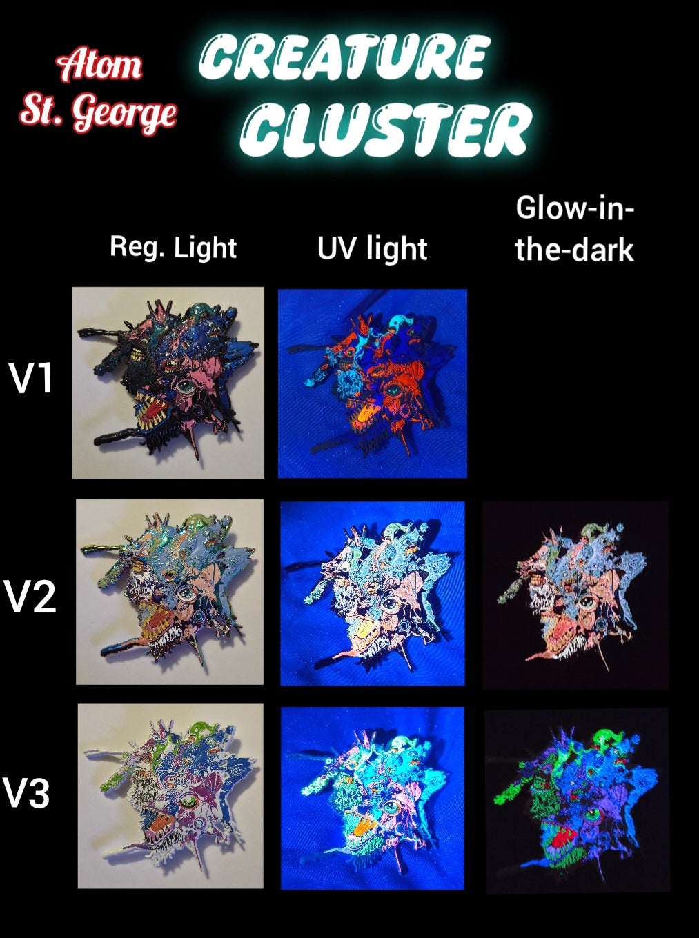 "Creature Cluster" enamel pins